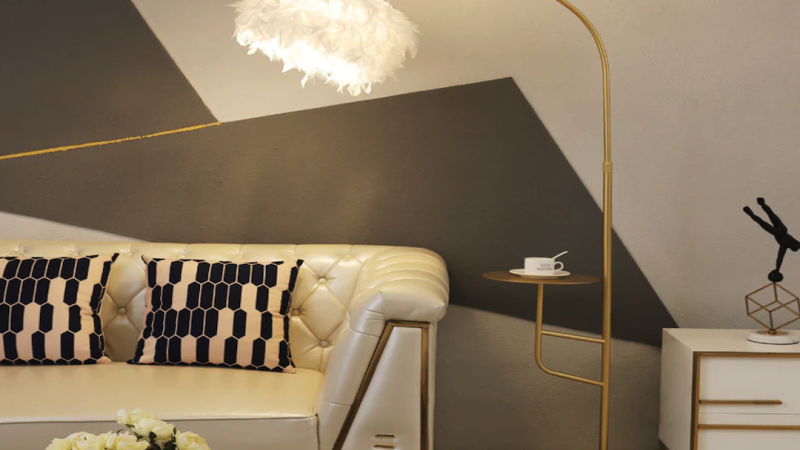Lampe de sol en plume de marbre nordique