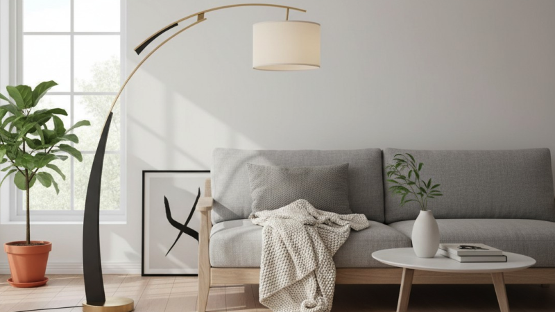 Lampe de sol en métal texturé pour un coin ambiant