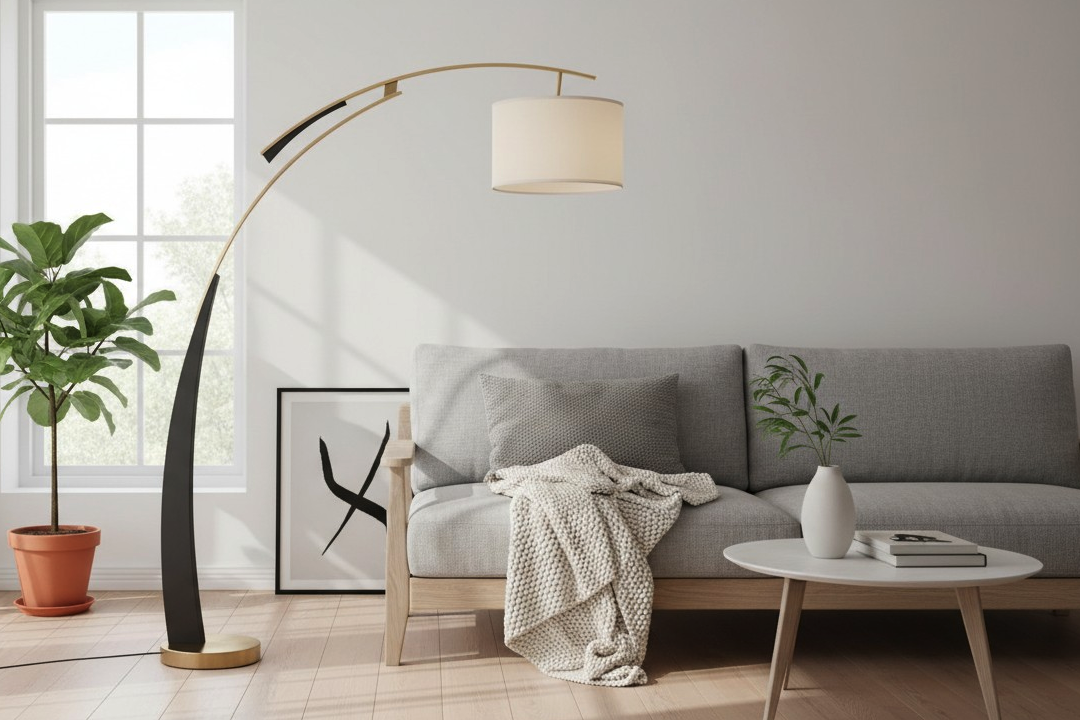 Lampe de sol en métal texturé pour un coin ambiant