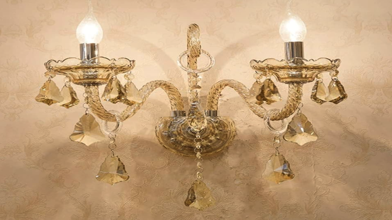 Élégant miroir de couloir avec applique murale en cristal antique