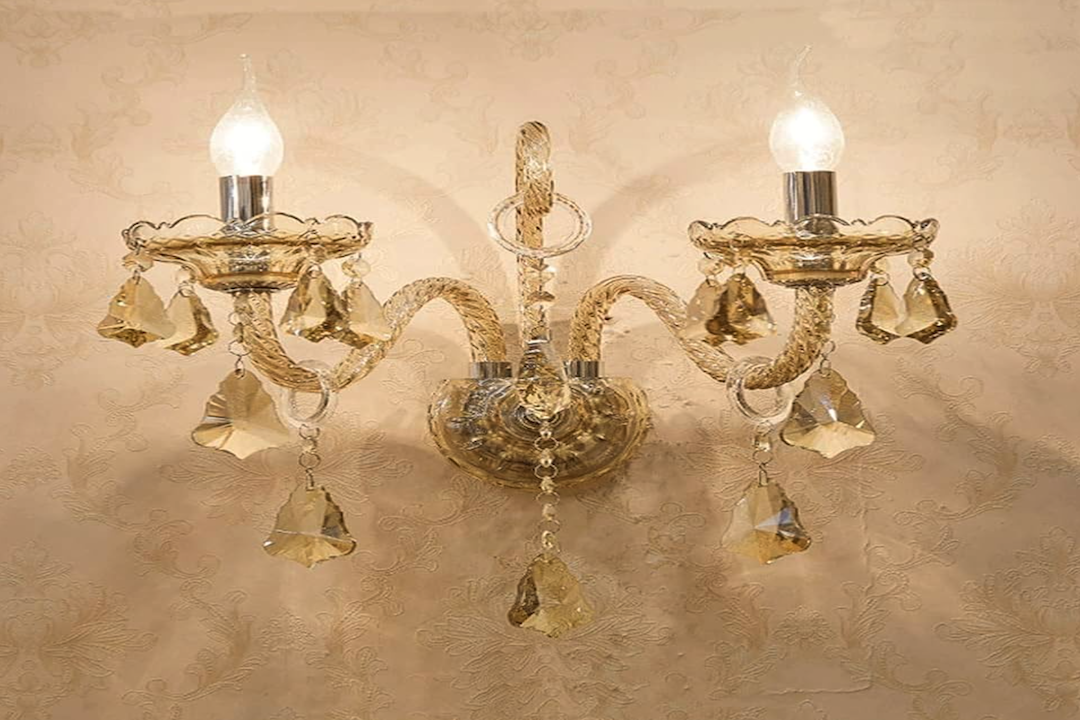 Élégant miroir de couloir avec applique murale en cristal antique